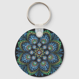 Peacock Dot Mandala Nyckelring