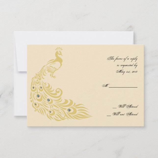 Peacock Elegance Art Deco Flair Responcard OSA Kort (Framsida)