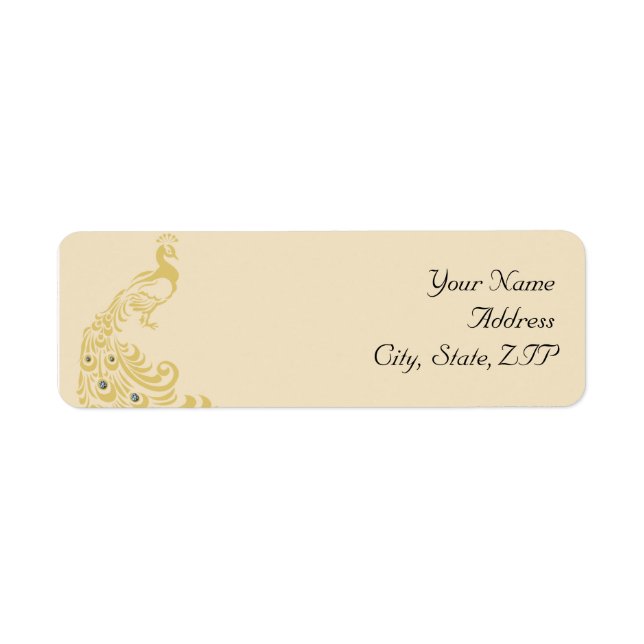 Peacock Elegance Art Deco Flair Returadress Etikett (Framsidan)