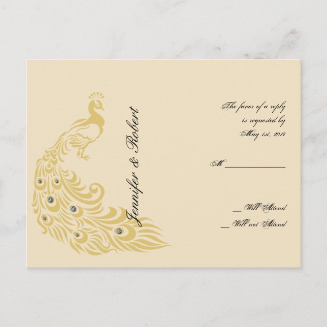 Peacock Elegance Art Deco OSA Postcard Inbjudan Vykort (Framsida)