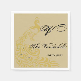 Peacock Elegance med ett Art Deco Flair Monogram Pappersservett
