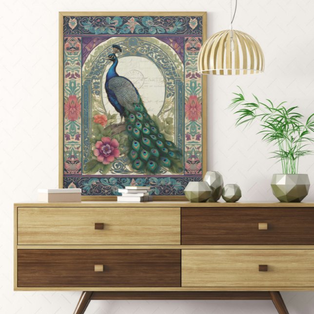 Peacock Elegant Lila Blommigt Ephemera Decoupage Presentpapper (Skapare uppladdad)