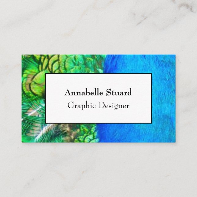 Peacock elegant modern affärsmakare artist visitkort (Framsida)
