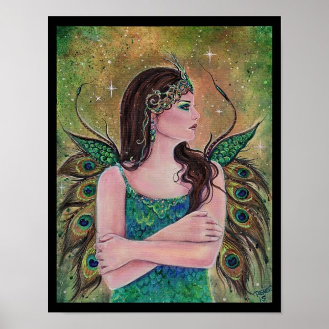 Peacock Fairy fantasykonst poster av Renee (Framsidan)