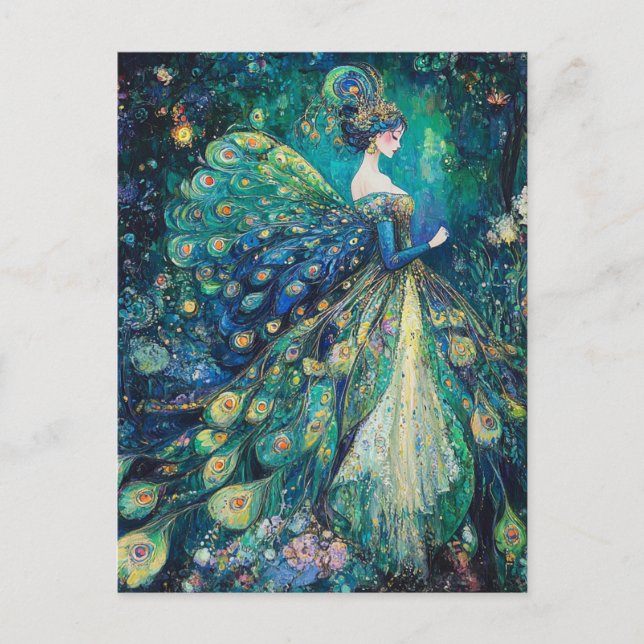 Peacock Fairy Vykort (Framsida)
