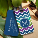 Peacock Färg Chevron Mönster Anpassningsbar Monogr Bagagebricka<br><div class="desc">En populär design med modern Höst färger och ett område där du kan lägga till ditt monogram eller namn. Trendiget färg och mönster för ert mobil. Om du behöver justera monogrammen klickar du på knappen Anpassa och gör ändringar.</div>