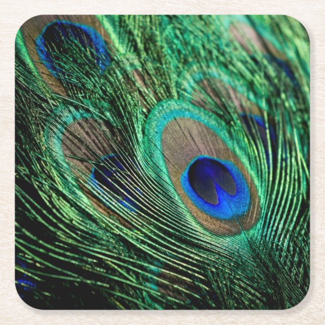 Peacock Feacky Underlägg Papper Kvadrat (Framsidan)