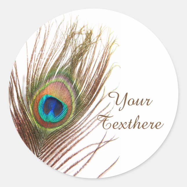 Peacock Feather Anpassningsbar Stickers Runt Klistermärke (Framsida)