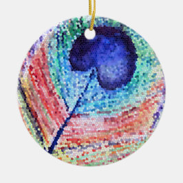 Peacock Feather Art Circle Ornament