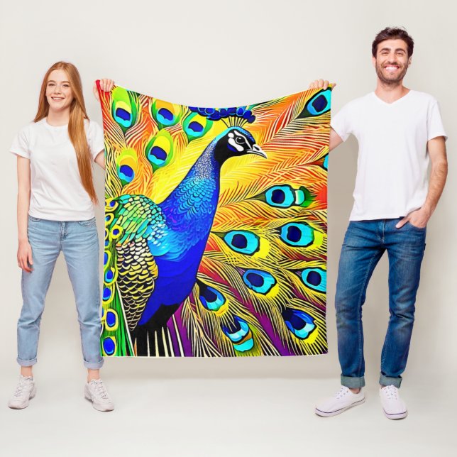 Peacock Feather Art Fleecefilt (På plats)