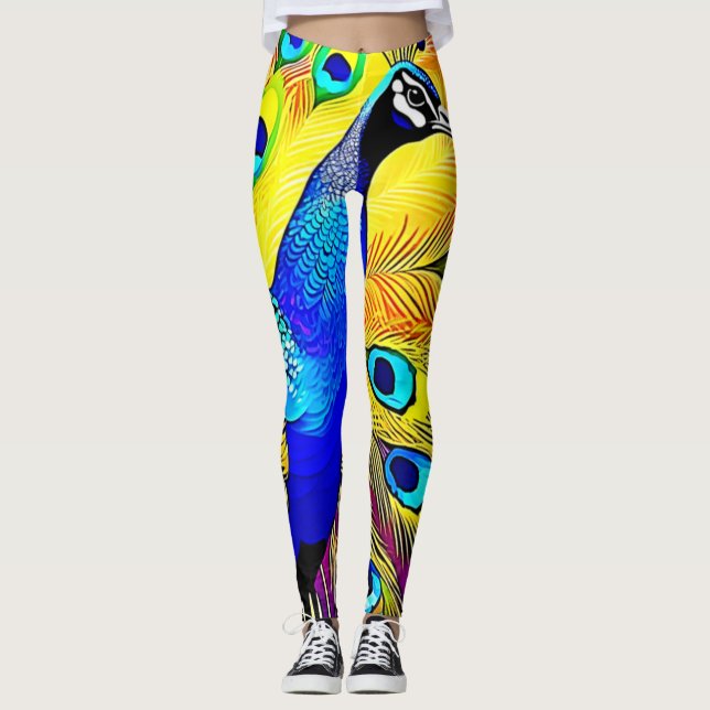 Peacock Feather Art Leggings (Framsida)