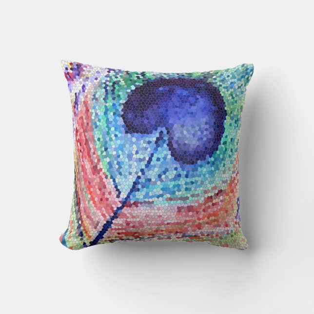 Peacock Feather Art Throw Cushion Kudde (Framsida)