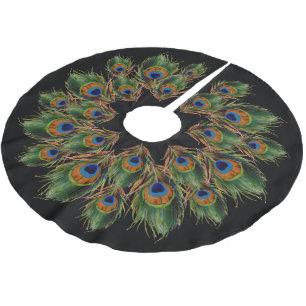 Peacock Feather Black Julgransmatta Borstad Polyester