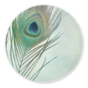 Peacock Feather Boho Chic Watercolor Anpassningsba Knopp