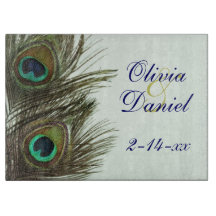 Peacock Feather Bride and Groom Caking Board