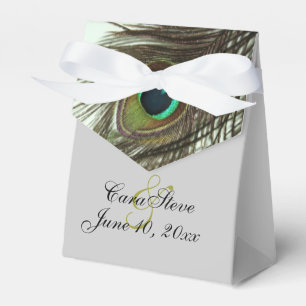 Peacock Feather Bride and Groom Favoritbox Presentaskar