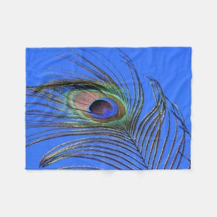 Peacock Feather Bright Blå himmel-foto Fleecefilt