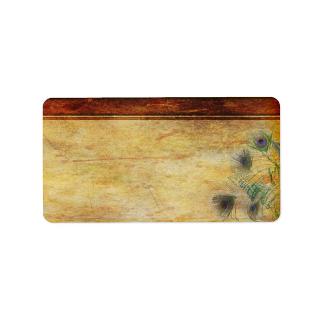 Peacock Feather Bröllop Mailing Adress Adressetikett (Framsidan)