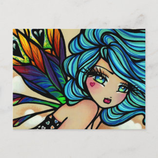 Peacock Feather Cloud Fairy Fantasy-vykort Vykort