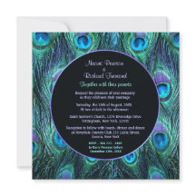 Peacock Feather Drama - Bröllopinbjudan Square