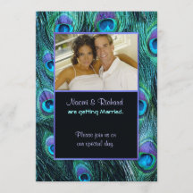 Peacock Feather Drama - inbjudan till fotobröllop