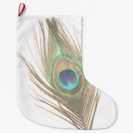 Peacock Feather Dubbla Side Stor Julstrumpa