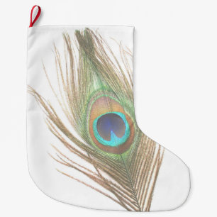 Peacock Feather Dubbla Side Stor Julstrumpa