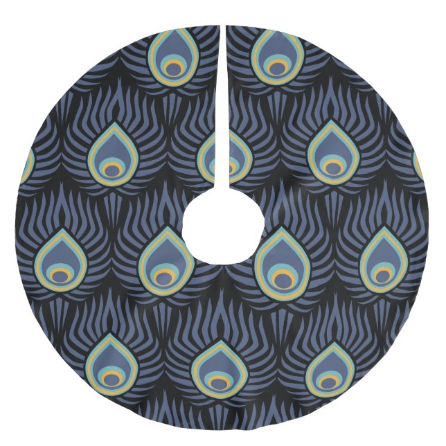 Peacock Feather: Elegant Mönster. Julgransmatta Borstad Polyester (Framsidan)