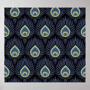 Peacock Feather: Elegant Mönster. Poster