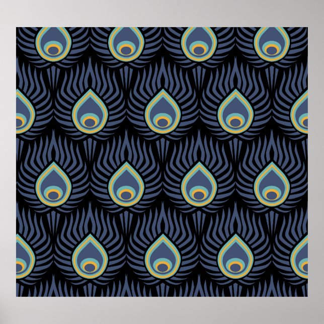 Peacock Feather: Elegant Mönster. Poster (Framsidan)