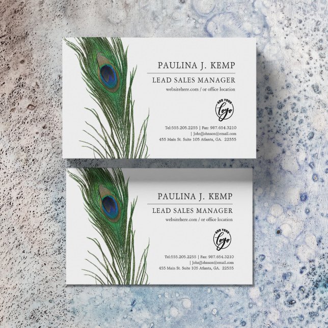 Peacock Feather | Elegant Tema Visitkort (Skapare uppladdad)