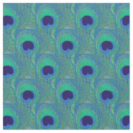 Peacock Feather Fabric - Grönt Blue Navy Teal Tyg