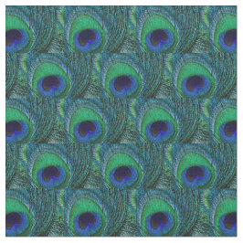 Peacock Feather Fabric - Grönt, kalk, blått, marin Tyg