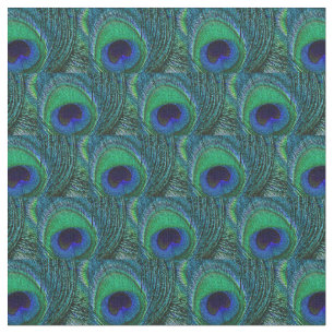 Peacock Feather Fabric - Grönt, kalk, blått, marin Tyg