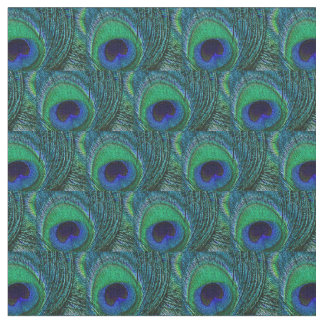 Peacock Feather Fabric - Grönt, kalk, blått, marin Tyg