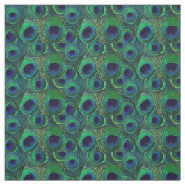 Peacock Feather Fabric - Grönt Teal Blue Navy Tyg