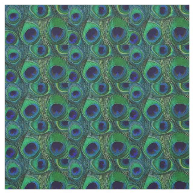 Peacock Feather Fabric - Grönt Teal Blue Navy Tyg (Provkarta)