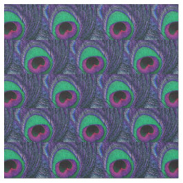 Peacock Feather Fabric Grönt Teal Lila Rosa Blac Tyg