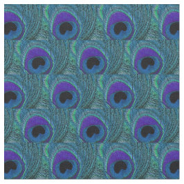 Peacock Feather Fabric Lila Periwinkle Blue Aqua Tyg