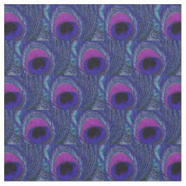 Peacock Feather Fabric - Lila Violet Aqua Blue Tyg