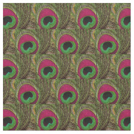 Peacock Feather Fabric - Shock rosa Lime Green Bla Tyg