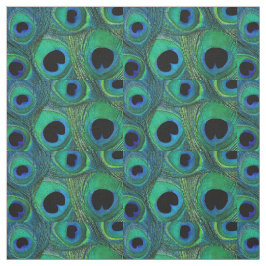 Peacock Feather Fabric Teal Aqua Blue Grönt Black Tyg