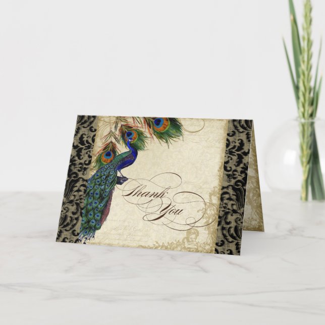 Peacock & Feather Formal Tackkort Black Tan (Framsida)