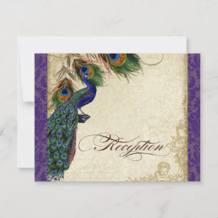 Peacock & Feather Forme Recetion Inbjudan Lila