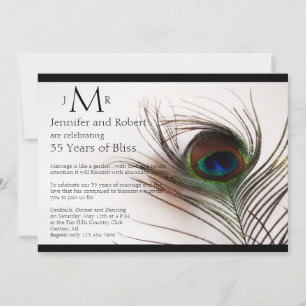 Peacock Feather Glamor Bröllop-årsdagen Inbjudningar