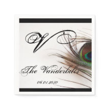 Peacock Feather Glamor Bröllop Monogram