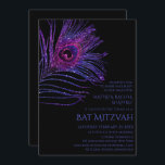 Peacock Feather Glitter Lila Bat mitzvah Logotyp Inbjudningar<br><div class="desc">Den här designen har en elegant rosa och lila glitter fredsock på en svart bakgrund med Bat mitzvah inbjudningsinformation nedan. Anpassa genom att redigera texten i textrutorna. Lägg till Logotypen Corporate i baksidan av designen. Designad för dig av Evco Studio www.zazzle.com/store/evcostudio</div>
