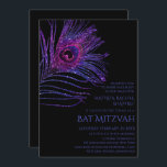 Peacock Feather Glitter Lila Bat mitzvah Logotyp Inbjudningar<br><div class="desc">Den här designen har en elegant rosa och lila glitter fredsock på en svart bakgrund med Bat mitzvah inbjudningsinformation nedan. Anpassa genom att redigera texten i textrutorna. Lägg till Logotypen Corporate i baksidan av designen. Designad för dig av Evco Studio www.zazzle.com/store/evcostudio</div>