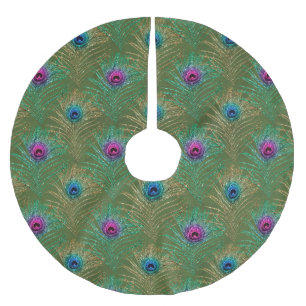 Peacock Feather Glitter och Gnistra Julgransmatta Borstad Polyester