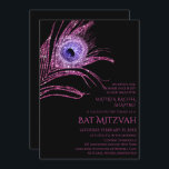 Peacock Feather Glitter Rosa Bat mitzvah Logotyp Inbjudningar<br><div class="desc">Den här designen har en elegant rosa och lila glitter fredsock på en svart bakgrund med Bat mitzvah inbjudningsinformation nedan. Anpassa genom att redigera texten i textrutorna. Lägg till Logotypen Corporate i baksidan av designen. Designad för dig av Evco Studio www.zazzle.com/store/evcostudio #batmitzvah #batmitvahinvitations #inbjudan #inbjudan #peacock #fjäther #boho #boho #bohemian...</div>